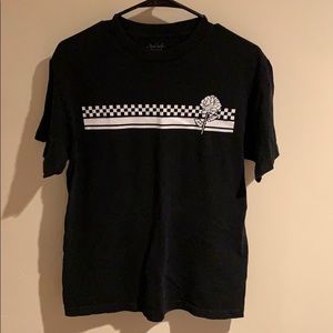 rose and checkered shirt